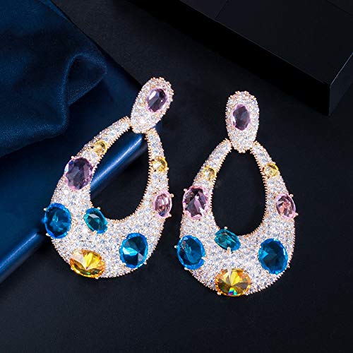 Multi Color Water Drop Große lange Dangle Engagement Ohrringe für Frauen Party Hochzeit Schmuck Schmuck von YIHANSS