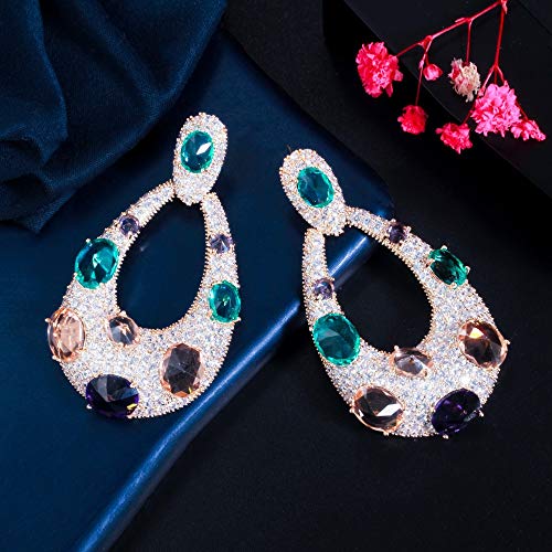 Multi Color Water Drop Große lange Dangle Engagement Ohrringe für Frauen Party Hochzeit Schmuck Schmuck von YIHANSS