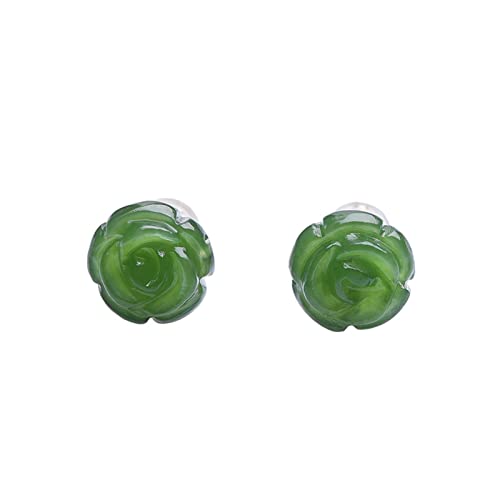 Ohrringe Natural Jade Rose Green Jade Ohrringe mit 925 Sterling Silber Ohrringen Schmuckohrringe für Frauen Ohrringe Natural Jade Rose Green Jade Ohrringe mit 925 Sterling Silber Ohrringen Schmuckohrringe für Frauen von YIHANSS
