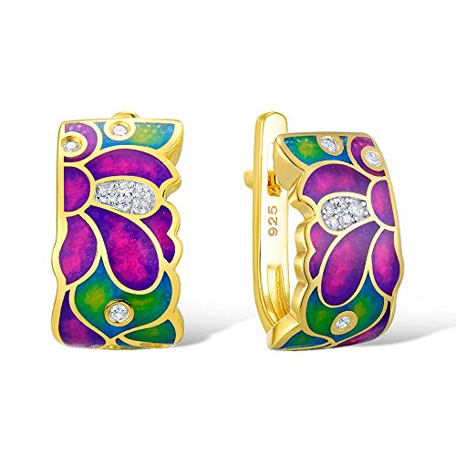 Ohrringe für Frauen Bolumblüten Ohrringe mit Steinen Kubikzirkonia Schmuck Emaille Emaille von YIHANSS