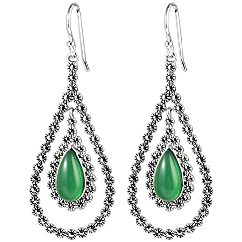 Ohrringe für Frauen Ohrringe für Frauen, Ohrring S925 Sterling Silber Retro Elegante Frau eingelegt Marcasit Green Achatohrringe Grün grün Ohrringe für Frauen Ohrringe für Frauen, Ohrring S925 Sterling Silber Retro Elegante Frau eingelegt Marcasit Green Achatohrringe Grün grün von YIHANSS