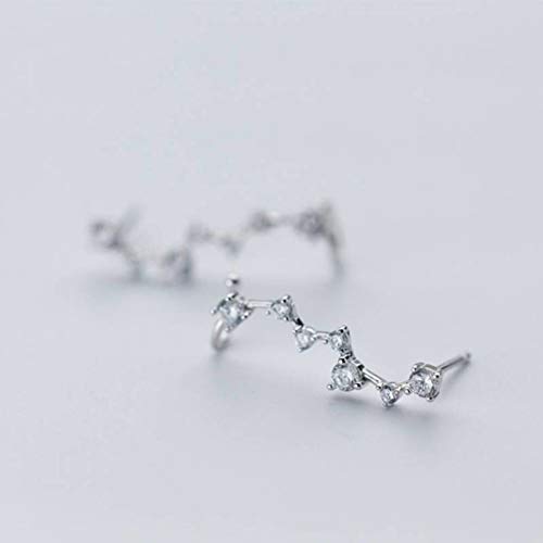 Ohrringe für Frauen Ohrringe für Frauen, S925 weißer Pilzclip Koreanische Frauenliteratur und Kunststil Diamant sieben Sterne -Ohr -Flucht Qualität Ein Typ zwei Diamantohrringe Ein Paar von YIHANSS