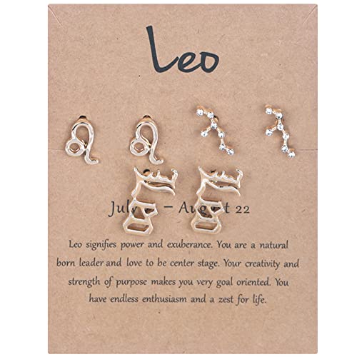 Ohrringe für Frauen Ohrringe für Frauen Ohren Old-English Constellation Schild Buchstaben Zodiacs of Schmuck exquisite Geburtstagspaare Zodiacs 12 Drei Schicht Konstellation Geschenk Horoskope von YIHANSS