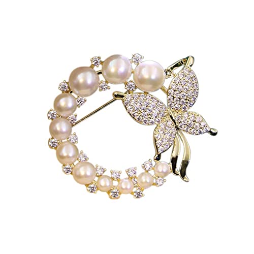 Pins luxuriöse und modische Mantelnadel mit exquisiten Perlen Schmetterling Corsage Frauen Herbst- und Winterschalschnalle Frauen Brosche von YIHANSS