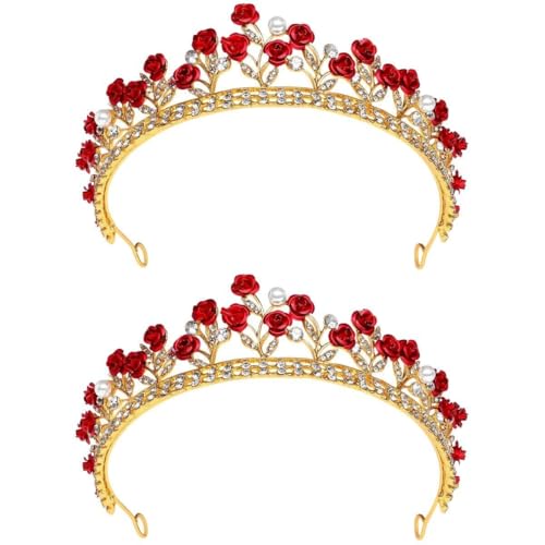 Rose Crown Rose für Frauen Rose gestaltet Braut Kopfschmuck Hochzeit Haar Kronen Rose Strasskronhochzeit Mädchen Kopfschmuck von YIHANSS