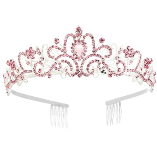 SGenee Hair Schmuck Krone Tiaras für Frauen Mode Kristall Prinzessin Kronstahl Tiara für Mädchen Geburtstag Hochzeit Model Catwalk Queen Crown Perlen Schmetterling Haarschmuck (Kristallbrautkrone) von YIHANSS