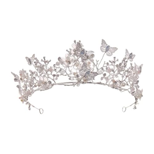 Schmetterling Tiara Hochzeit Kronen Schmetterlinge Blumen Braut Barock Königin Kronkristall Geburtstag Tiara Braut Kopfstück für Frauen und Mädchen von YIHANSS