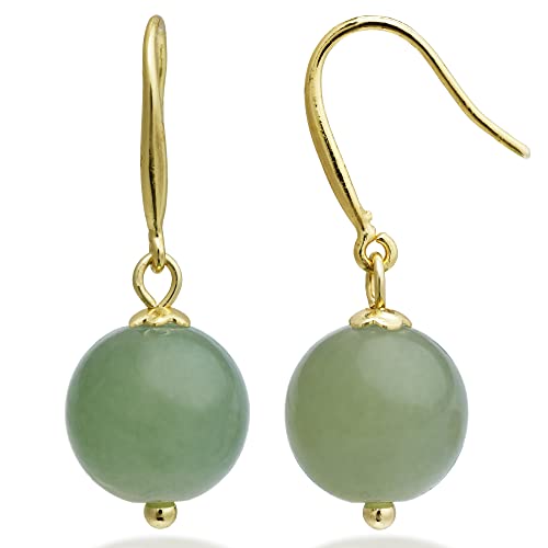 Vintage 925 Sterling Silber Jade Dangle Ohrringe für Frauen, natürlicher grüner hetianer Jade -Drop -Ohrring -Haken Juwely Glück chinesisches Geschenk für sie (Dangle) von YIHANSS