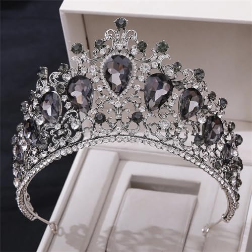 Wassertropfen Hochzeitskrone für Frauen großer Kristall Bankett Tiara Kostüm Haarschmuckzubehör Antique Red Peach von YIHANSS