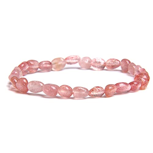 YIHANSS Armbänder für Frauen rosa Quarz mit Split -Kügelchen Armband für Frauen Heilung Reiki Unregelmäßige Kristall Naturstein Armband Liebes Schmuck Armband Schmuck (Größe: 19 cm, Farbe: Grau) von YIHANSS