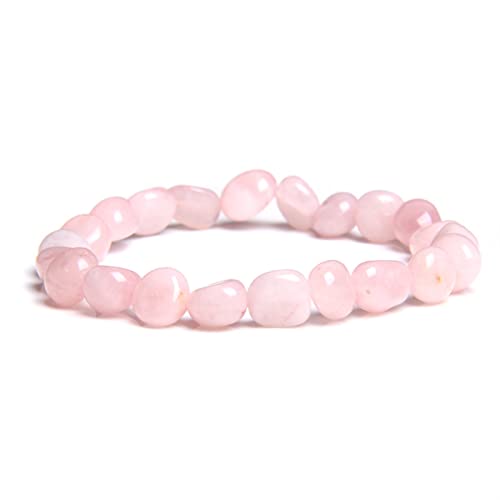 YIHANSS Armbänder für Frauen rosa Quarz mit Split -Kügelchen Armband für Frauen Heilung Reiki Unregelmäßige Kristall Naturstein Armband Liebes Schmuck Armband Schmuck (Größe: 19 cm, Farbe: Grau) von YIHANSS