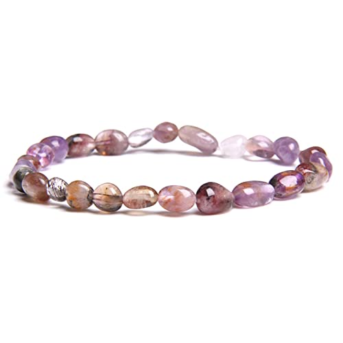 YIHANSS Armbänder für Frauen rosa Quarz mit Split -Kügelchen Armband für Frauen Heilung Reiki Unregelmäßige Kristall Naturstein Armband Liebes Schmuck Armband Schmuck (Größe: 19 cm, Farbe: Grau) von YIHANSS