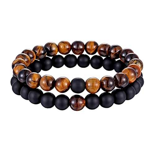 YIHANSS Armband für Frauen 2pcs/Set Style Paare Entfernung Armband Naturstein Yoga Perlenarmband für Männer Frauen Freund Geschenke Charme Strand Schmuck Armband Schmuck (Farbe: Tigereyes Black Onyx YIHANSS Armband für Frauen 2pcs/Set Style Paare Entfernung Armband Naturstein Yoga Perlenarmband für Männer Frauen Freund Geschenke Charme Strand Schmuck Armband Schmuck (Farbe: Tigereyes Black Onyx von YIHANSS