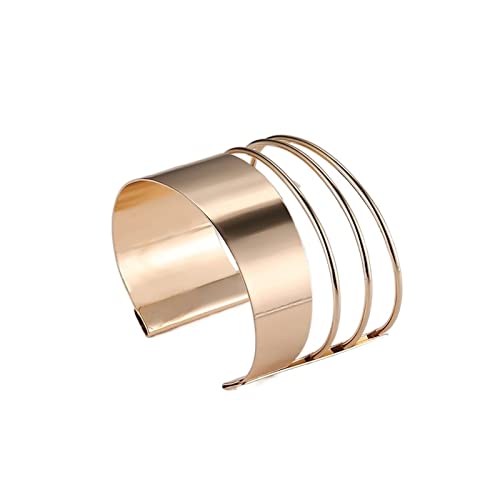 YIHANSS Armband für Frauen Boho Wide Line Manschette Offenes Armband Punk coole Psycho glänzende Ringarmband Damen verstellbare Handgelenk Accessoires Mädchen Schmuck Armband Schmuck (Farbe: Gold) von YIHANSS