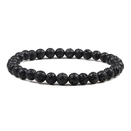 YIHANSS Armband für Frauen Charme Armband Natursteinperlen 6/8/10mm Vulkan Lava Tiger Augenperlen Elastische Armbänder für Männer Frauen Schmuck Armband Schmuck (Größe: 19 cm, Farbe: 6mm Vulkanlave von YIHANSS