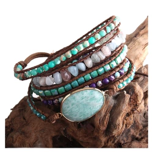 YIHANSS Armband für Frauen Modemode Handma Bohemian Schmuck Boho Armband gemischte Natursteine Charme 5 Stränge Wickelarmbänder Geschenkarmband Schmuck (Größe: 90 cm/35in, Farbe: f) von YIHANSS