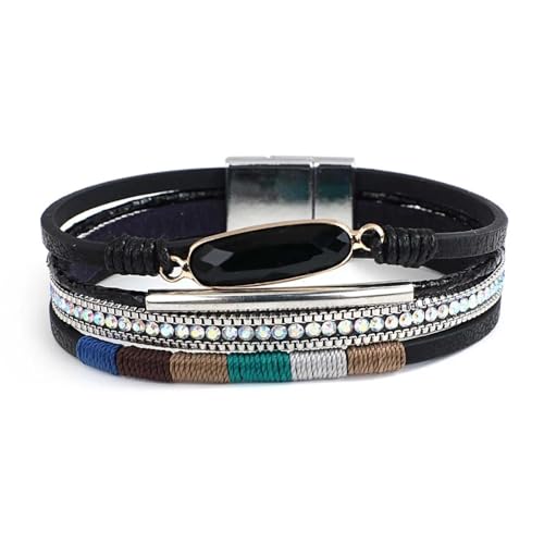 YIHANSS Armband für Frauen Multi -Layer -Armbänder Schmuck (schwarz einstellbar) von YIHANSS