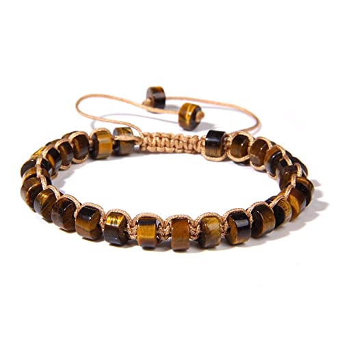 YIHANSS Armband für Frauen Vintage Boho Natural Stone Armband 3x6mm Achate Tiger Augen Perlen Chakra Armbänder Armreifen einstellbarer Schmuck für Frauen Männern Geschenkarmband Schmuck (Farbe: Grau) von YIHANSS