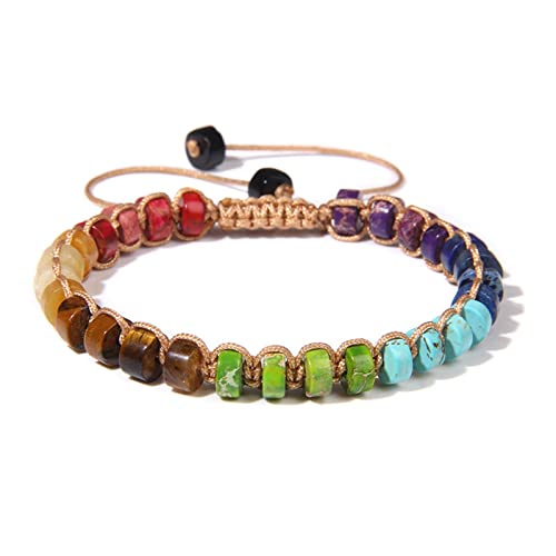 YIHANSS Armband für Frauen Vintage Boho Natural Stone Armband 3x6mm Achate Tiger Eye Perlen Chakra Armbänder einstellbarer Schmuck für Frauen Männern Geschenkarmband Schmuck (Farbe: H) von YIHANSS