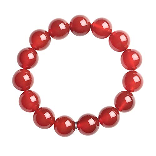 YIHANSS Armband für Frauen rotes Achat -Perlenarmband Männer- und Frauenschmuckpaar Armbänder Geschenke für Freunde (der Durchmesser der Perlen beträgt 8 mm, 10 mm, 14 mm) Armbandschmuck (Größe: C) von YIHANSS