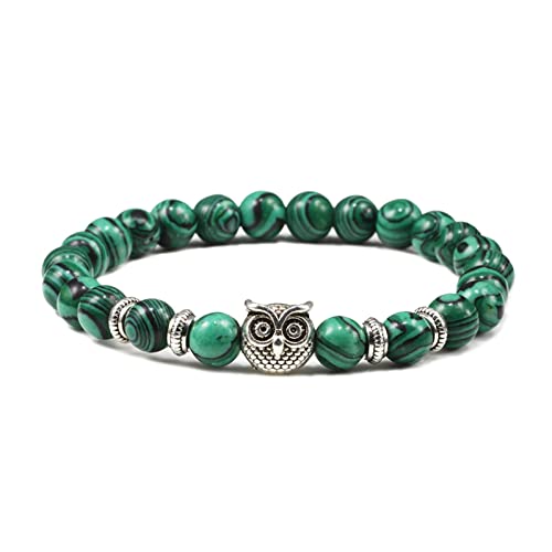 YIHANSS Armband für Frauen schwarzer Lava Tiger Auge verwitterte Steinarmbänder Knochen Klassiker Eulen Perlen natürliches Charme Armband für Frauen und Männer Yogaschmuck Armband Schmuck (Farbe: n) von YIHANSS