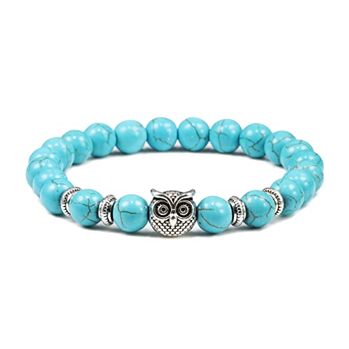 YIHANSS Armband für Frauen schwarzer Lava Tiger Auge verwitterte Steinarmbänder Knochen Klassiker Eulen Perlen natürliches Charme Armband für Frauen und Männer Yogaschmuck Armband Schmuck (Farbe: I) von YIHANSS