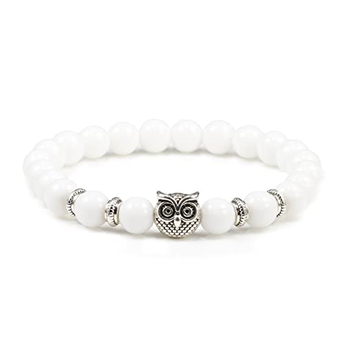 YIHANSS Armband für Frauen schwarzer Lava Tiger Auge verwitterte Steinarmbänder Knochen Klassiker Eulen Perlen natürliches Charme Armband für Frauen und Männer Yogaschmuck Armband Schmuck (Farbe: F) von YIHANSS