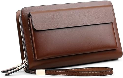 YIHANSS Brieftaschen Doppel-reißverschluss Männer Kupplung Tasche Mode Rindsleder Lange Geldbörse männer Organizer Brieftasche Männlich Casual von YIHANSS