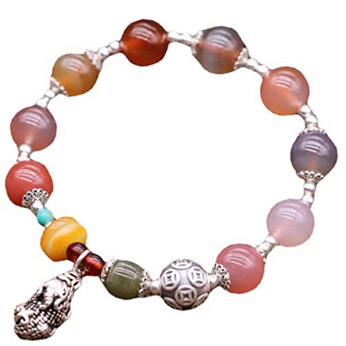 YIHANSS Feng Shui Amulettarmband Achatkristallarmband für Frauen Naturhigmestone Armband 925 Sterling Silber Accessoires für Schmuck Armband Multi-Gem-Kristallmeditation Zimt von YIHANSS