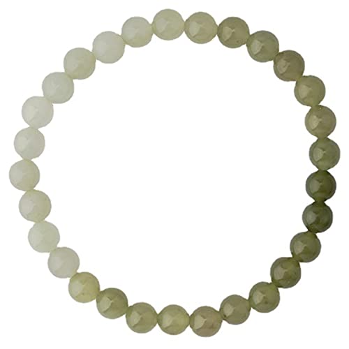 YIHANSS Feng Shui Hetian Jade Wealth Bracelet Natural Edelsteinkristallarmband für Frauen Amulett Viel Glück 6 mm Perlen Armband Reiki Kristallmeditation anziehen Glück, B Zinnober von YIHANSS