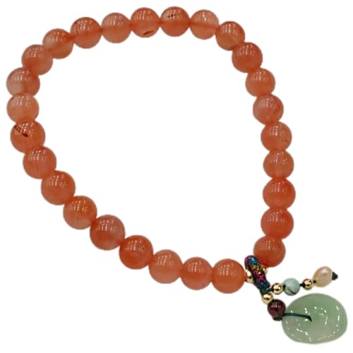 YIHANSS Feng Shui Rotes Achatarmband Harmonie Schnalle/Donut Anhänger Natural Edelsteinkristallarmband für Frauen 6,5 mm Perlen Armband Reiki Kristallmeditation Amulettzarmzweige von YIHANSS