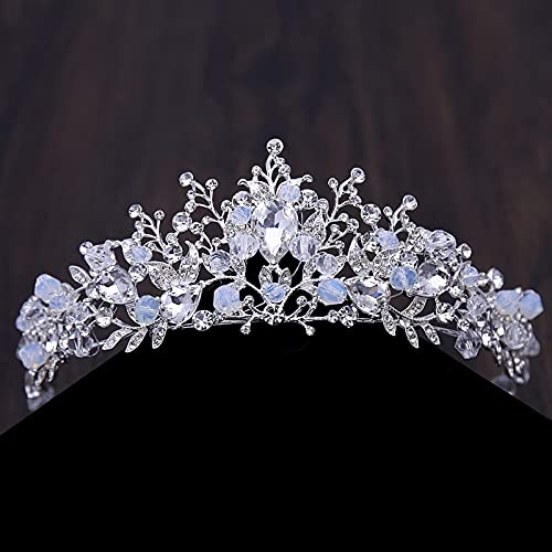 YIHANSS Haarschmuck Krone Tiaras für Frauen Barock Kristall Braut Schmuckset Vintage Gold Farbe Strass Hochzeit Tiara Kron Halskette Ohrring Set für Frauen Braut Geschenk (Farbe: Silber-02) von YIHANSS
