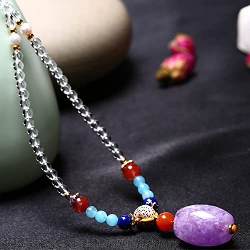YIHANSS Halsketten Feng Shui Weißer Kristall Reichtum Halskette Amethyst Charme Heilung Chakra Kristall Amulett Lucky Wealth Ward Off böse Geister Pullover Kette Anziehen Reichtum Geld Männer Frauen, von YIHANSS
