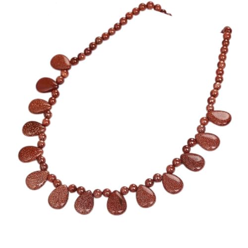 YIHANSS Halsketten Goldstone Halskette Stein Wasser Tropfen Energie Perlen Lady Party Mode Kristall Frauen Fein Schmuck Edelsteinzubehör Geschenk von YIHANSS