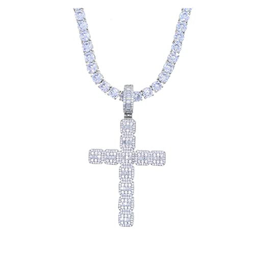 YIHANSS Halsketten Männer Junge Klassiker Cross Anhänger Halskette mit Seiltenniskette Rock Punk Sparking Schmuck Anhänger von YIHANSS