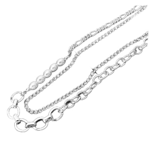 YIHANSS Halsketten Mode Halskette Gold Farbkette Chokers Halsketten für Frauen Perlenlegierung Kristall Charme Schmuck Chic Accessoires Halskette Halskette von YIHANSS