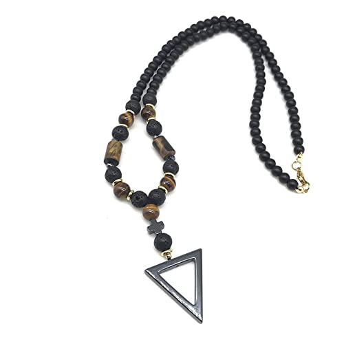 YIHANSS Halsketten Religion Christaa, für Männer Frauen mit Chakra Tigers Augen Perlen Cahand Made Gesegnete Gebet Amulettschmuck Accessoires/A (Farbe: Gris) von YIHANSS