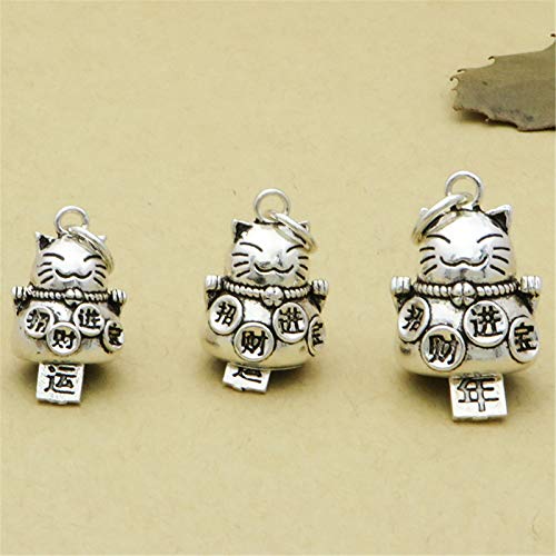 YIHANSS Halsketten S925 Silberanhänger Accessoires 1PCS Lucky Cat Anhänger Meditation Ornament handgefertigte DIY -Schmuckanhänger für Schmuck Making Armband Halskette Accessoriemedium von YIHANSS