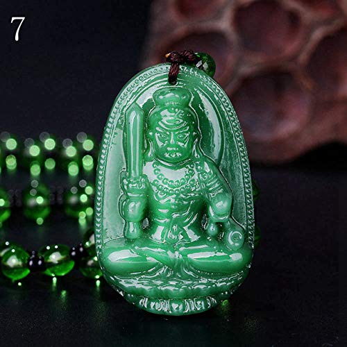 YIHANSS Halsketten grüne Jasper Halsketten Vintage Naturstein Anhänger Frauen Hochzeit Schmuck Perlen Kette Accessoires Buddha Patron Saint (Farbe: 7) von YIHANSS