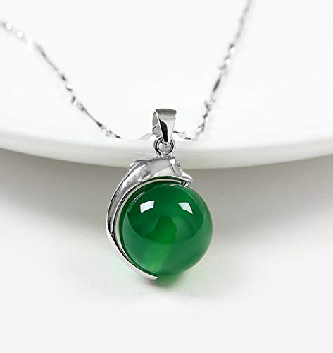 YIHANSS Halsketten natürliche malaiische Jade Emerald Delphin Anhänger 925 Silber Halskette Frauen Schmuck Schmuck von YIHANSS