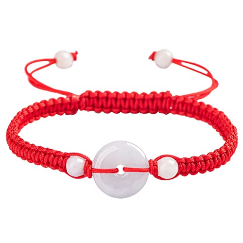 YIHANSS Handgefertigte Natural Grade A Myanmar Jade Donut Armband Schmuck Unisex Jade Red Seilarmbänder für Frauen Glücksgeschenk für sie, einstellbare Zimt YIHANSS Handgefertigte Natural Grade A Myanmar Jade Donut Armband Schmuck Unisex Jade Red Seilarmbänder für Frauen Glücksgeschenk für sie, einstellbare Zimt von YIHANSS