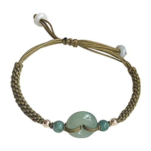 YIHANSS Handgefertigtes echtes grünes Jade -Armband Verstellbar bester Freund Lucky Personalisierte Geschenk für ihr Glücksarmband Real Jade Armband für Frauen Mama Zimt YIHANSS Handgefertigtes echtes grünes Jade -Armband Verstellbar bester Freund Lucky Personalisierte Geschenk für ihr Glücksarmband Real Jade Armband für Frauen Mama Zimt von YIHANSS