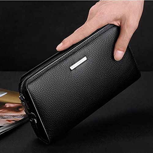 YIHANSS Herren-Geldbörse, echtes Leder, Münzfach, Langer Reißverschluss, Geldbörse für Herren, Clutch, Business-Geldbörse für Männer, große Herren-Geldbörsen (Farbe: A) von YIHANSS