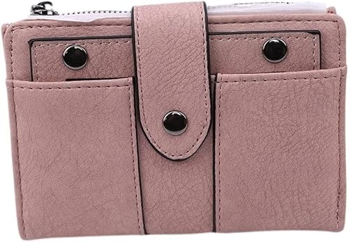 YIHANSS Karten-Geldbörsen, Damen-Geldbörse, einfache Retro-Nieten, Kurze Geldbörse, Münzgeldbörse, Kartenhalter, Handtasche für Geldbörse, kleine Geldbörse für Damen (Farbe: Rosa) von YIHANSS