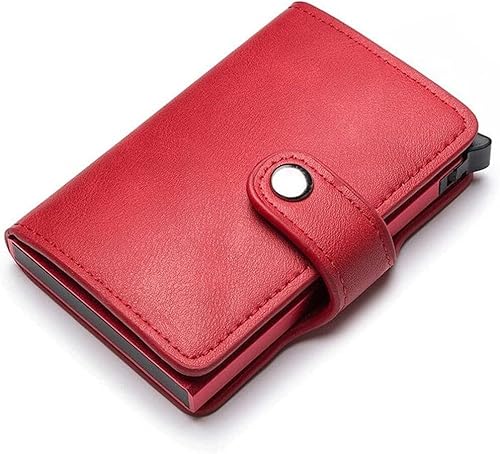 YIHANSS Kartenetuis Hasp PU-Leder-Geldbörse Lässiger Kartenhalter-Schutz Smart Wallet Aluminium-Kartenetui Schlanke Herren- und Damen-Geldbörse (Farbe: Blau) von YIHANSS