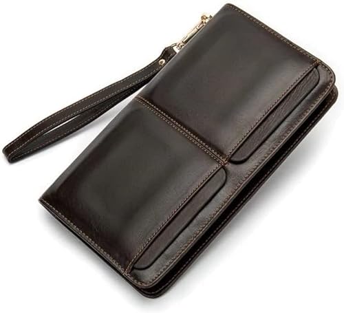 YIHANSS Männer Clutch Bag Brieftaschen Aus Echtem Leder Lange Geldbörsen Große Kapazität Business Brieftasche Reißverschlüsse Handy Taschen Für Männer von YIHANSS