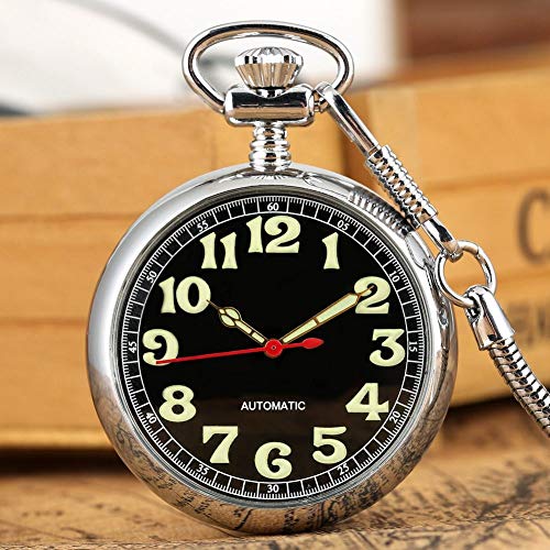 YIHANSS Mechanische Taschenuhr mit automatischem Selbstaufzug und leuchtendem Ziffernblatt und Schlangenkette, luxuriöse Taschenuhr mit Nachtleuchtender Fluoreszenz von TSVSSGFU(売店)