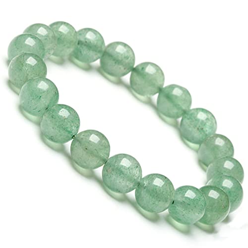 YIHANSS Natural Green Erdbeerquarz Armband Feng Shui Kristallarmband für Frauen authentisch 6/8/10 mm runde Perlen Armband Edelstein anziehen Glücksliebe Romanze, 6mm Zimt von YIHANSS