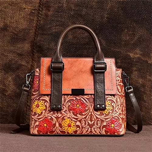 YIHANSS Vintage Damentasche handbemalte Handtasche lässig geprägte Tasche Damenhandtasche Schulter Messenger Bag (Farbe: D, Größe von YIHANSS