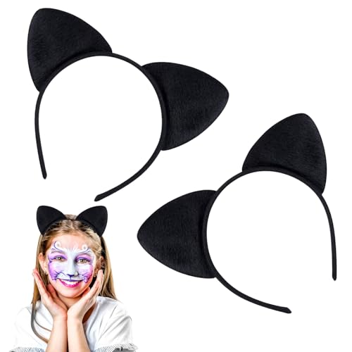 YIHAOH 2 Stück Katzenohren Haarreif Erwachsene in Katzenohrenform, Fancy Dress Katzen Ohren Damen, Vielseitiges Schwarzes Katzenohren Haarreif Kinder, Geeignet für Tierkostüme, Halloween, Cosplay YIHAOH 2 Stück Katzenohren Haarreif Erwachsene in Katzenohrenform, Fancy Dress Katzen Ohren Damen, Vielseitiges Schwarzes Katzenohren Haarreif Kinder, Geeignet für Tierkostüme, Halloween, Cosplay von YIHAOH